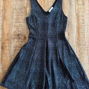 Everly Black & Silver Glitter Mini Skirt Geometric Party Club Size Small